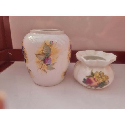 Vintage Aynsley Fine Bone China Vase and Sugar Bowl Set – Floral England