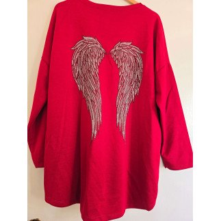Made in Italy Angel Wings Oversized Tunic Top - Fuchsia