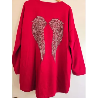 Made in Italy Angel Wings Oversized Tunic Top - Fuchsia