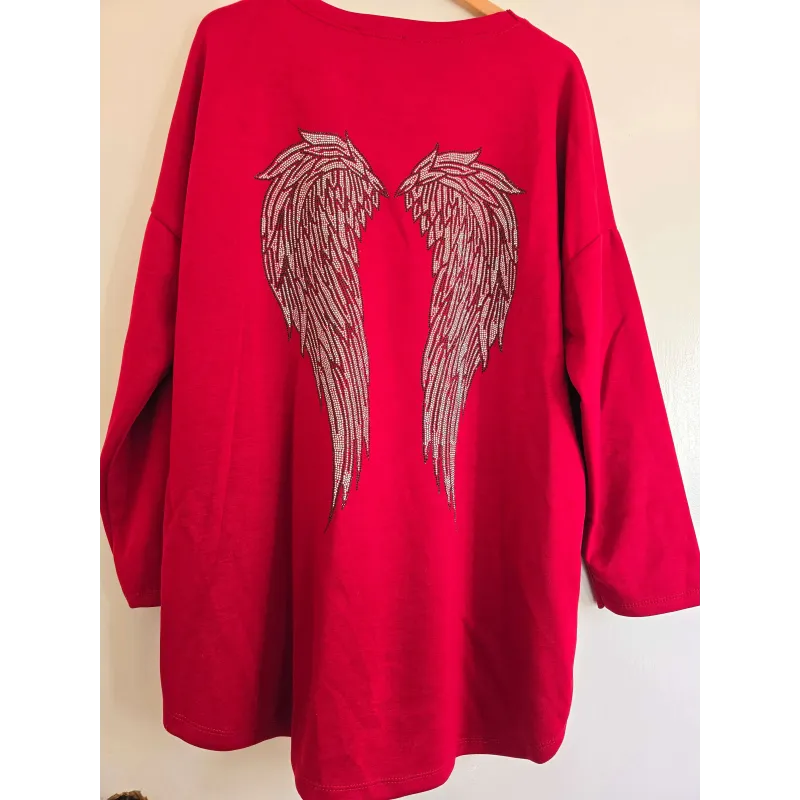 Made in Italy Angel Wings Oversized Tunic Top - Fuchsia