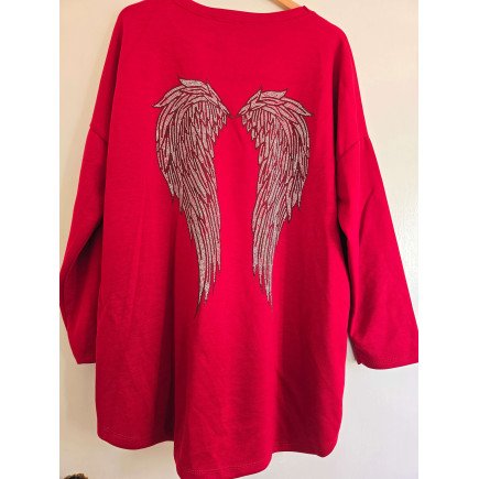 Made in Italy Angel Wings Oversized Tunic Top - Fuchsia