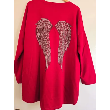 Made in Italy Angel Wings Oversized Tunic Top - Fuchsia