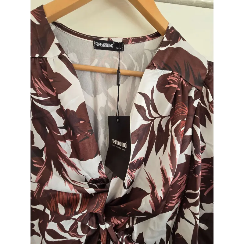Forever Young Floral Wrap Maxi Dress – Brown& White