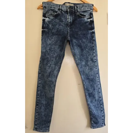 Topshop Moto Leigh Blue Acid Wash Skinny Jeans W28 L30
