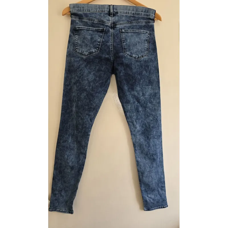 Topshop Moto Leigh Blue Acid Wash Skinny Jeans W28 L30