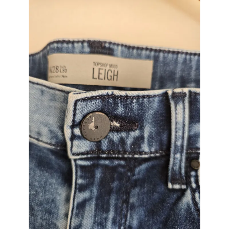 Topshop Moto Leigh Blue Acid Wash Skinny Jeans W28 L30