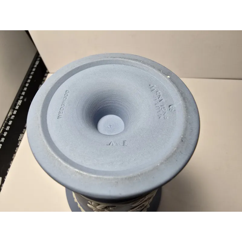 Wedgwood Jasperware Blue & White Pedestal Vase Urn – Classical Relief – Vintage Wedgwood Jasperware Blue & White Pedestal Vase Urn – Classical Relief – Vintage