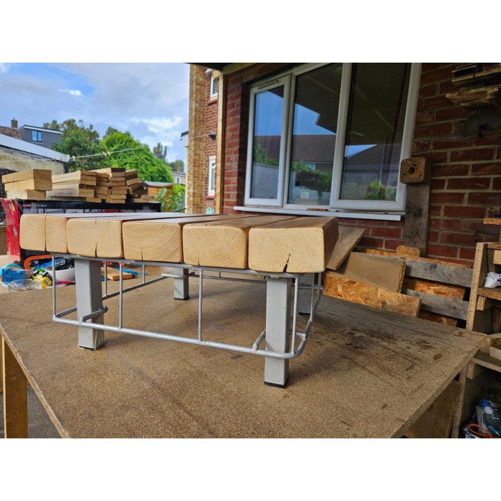 Handmade solid wood coffee table – rustic reclaimed timber & metal frame (62 × 58 × 30 cm)