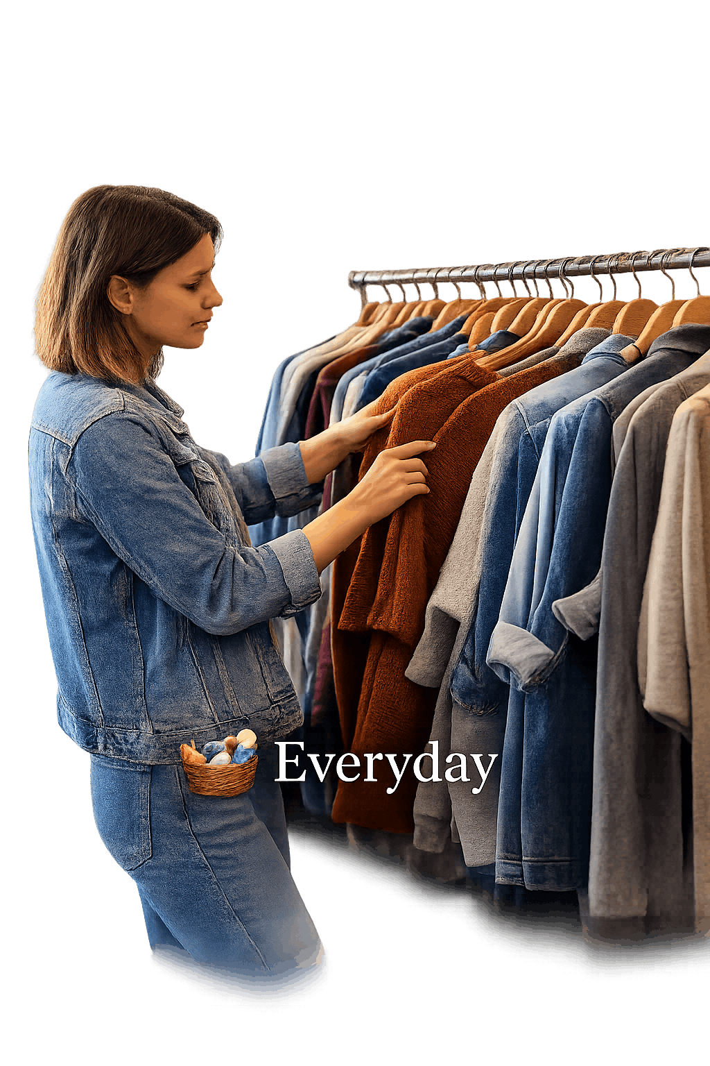 Everyday clothing on a rack